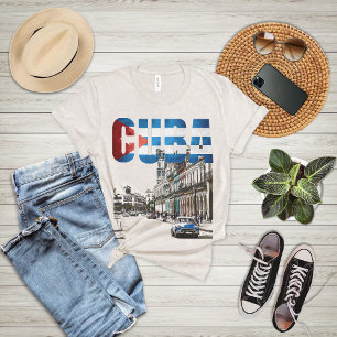 Vintage Cubavlag Havanna Straatscène Reis T-shirt