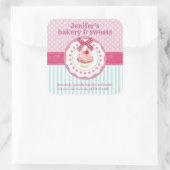 Vintage cupcakes bakkerijpodots vierkante sticker (Tas)