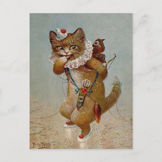 Vintage Cupid Cat begin 1900 Briefkaart (Voorkant)