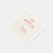 Vintage Cupid Cherub Hand Drawn Wedding Engagement Servet (Hoek)