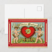 Vintage Cupid Cherub Valentijnsdag - groeten Briefkaart (Voorkant / Achterkant)