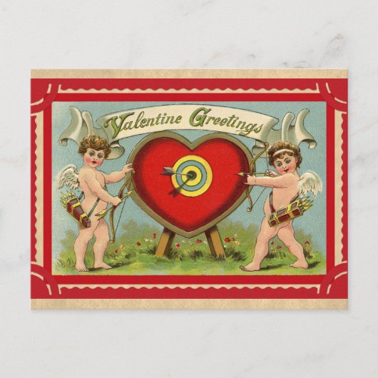 Vintage Cupid Cherub Valentijnsdag - groeten Briefkaart (Voorkant)