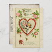 Vintage Cupid en Heart Valentijn Briefkaart (Voorkant / Achterkant)