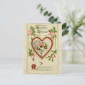 Vintage Cupid en Heart Valentijn Briefkaart (Staand voorkant)