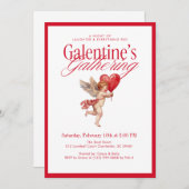 Vintage Cupid Galentine’s Gathering Party Kaart (Voorkant / Achterkant)