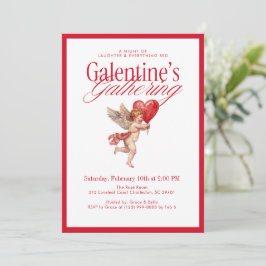 Vintage Cupid Galentine's Feestje Kaart