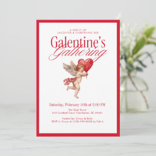 Vintage Cupid Galentine's Feestje Kaart