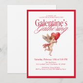 Vintage Cupid Galentine's Feestje Kaart (Voorkant / Achterkant)