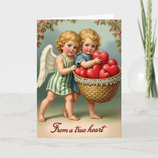 Vintage Cupid Hartjes Kaart (Voorkant)
