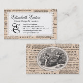 Vintage Cupid in Love Romantic Wedding Verloving Visitekaartje (Voorkant / Achterkant)