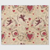Vintage Cupid Liefde Victoriaanse Valentijnskunst Cadeaupapier (Vlak)