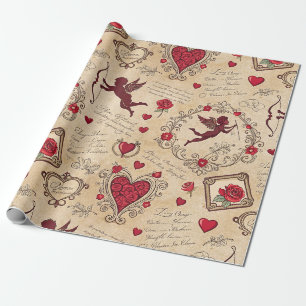 Vintage Cupid Liefde Victoriaanse Valentijnskunst Cadeaupapier