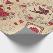 Vintage Cupid Liefde Victoriaanse Valentijnskunst Cadeaupapier (Hoek)