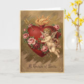 Vintage Cupid Liefdeskaart Kaart (Gele Bloem)