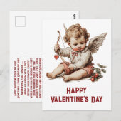 Vintage Cupid met Hartboog Briefkaart (Voorkant / Achterkant)