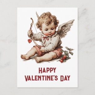 Vintage Cupid met Hartboog Briefkaart