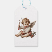 Vintage Cupid met hartboog Cadeaulabel (Achterkant)