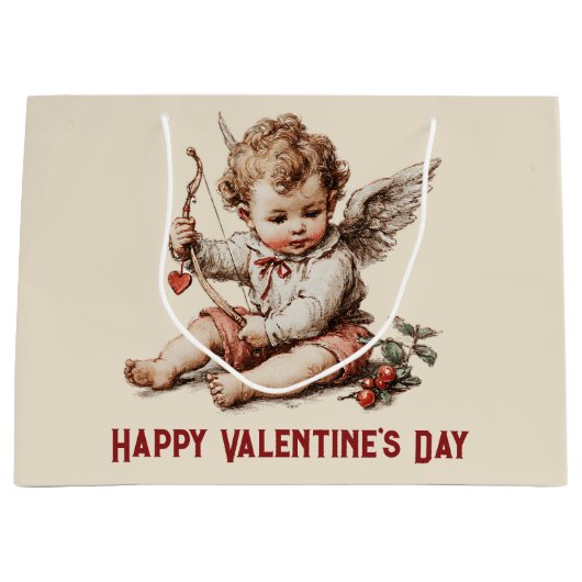 Vintage Cupid met Hartboog Groot Cadeauzakje (Voorkant)