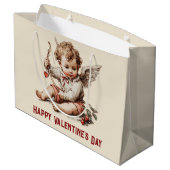 Vintage Cupid met Hartboog Groot Cadeauzakje (Achterkant Gekanteld)