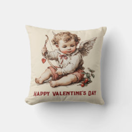 Vintage Cupid met Hartboog Kussen