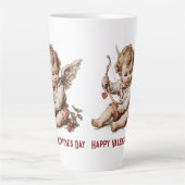 Vintage Cupid met Hartboog Latte Mok (Voorkant)