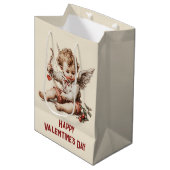Vintage Cupid met Hartboog Medium Cadeauzakje (Voorkant Gekanteld)