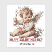 Vintage Cupid met hartboog Sticker (Vel)