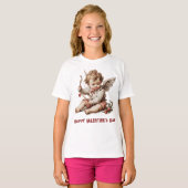 Vintage Cupid met hartboog T-shirt (Voorkant volledig)
