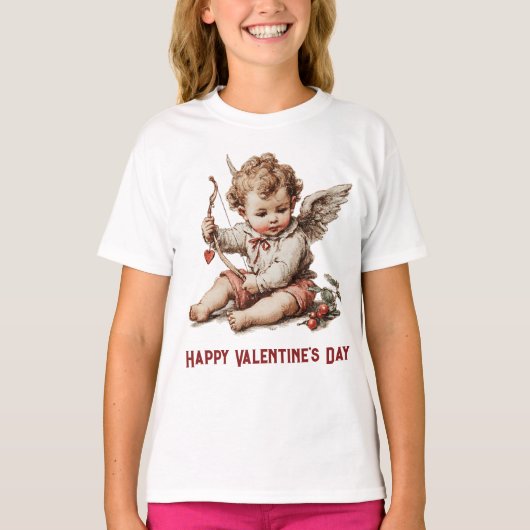 Vintage Cupid met hartboog T-shirt (Voorkant)