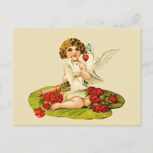 Vintage Cupid op Lily Pad Briefkaart (Voorkant)