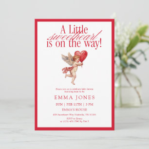 Vintage Cupid Sweetheart Baby Shower Kaart