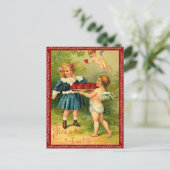 Vintage Cupid Valentijn Briefkaart (Staand voorkant)