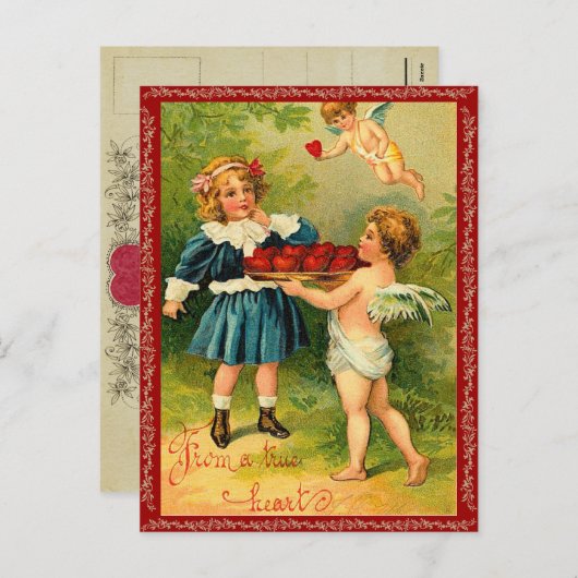 Vintage Cupid Valentijn Briefkaart (Voorkant / Achterkant)