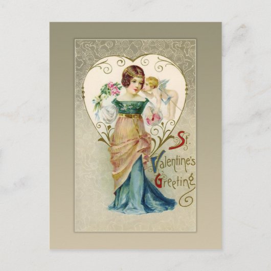 Vintage Cupid Valentijn Briefkaart (Voorkant)