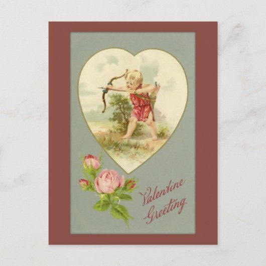 Vintage Cupid Valentijn Briefkaart (Voorkant)