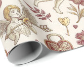 Vintage Cupid Valentijn Cadeaupapier (Rol Hoek)