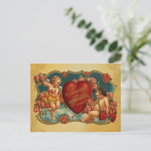 Vintage Cupid Valentijn Feestdagenkaart (Staand voorkant)