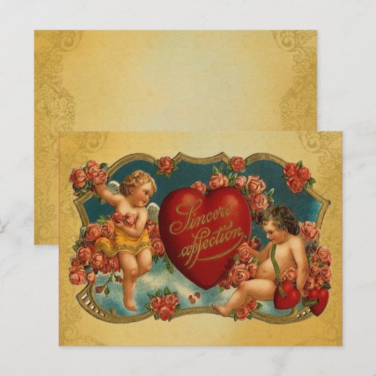 Vintage Cupid Valentijn Feestdagenkaart (Voorkant / Achterkant)
