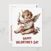 Vintage Cupid With Heart Bow Briefkaart (Voorkant / Achterkant)