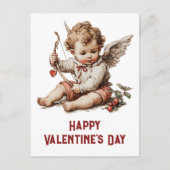 Vintage Cupid With Heart Bow Briefkaart (Voorkant)