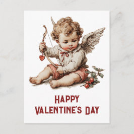 Vintage Cupid With Heart Bow Briefkaart