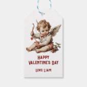 Vintage Cupid With Heart Bow Cadeaulabel (Voorkant)