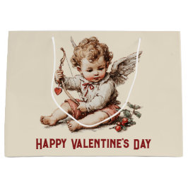 Vintage Cupid With Heart Bow Groot Cadeauzakje