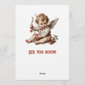 Vintage Cupid With Heart Bow Kaart (Achterkant)