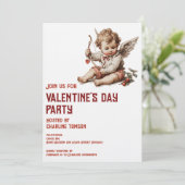 Vintage Cupid With Heart Bow Kaart (Staand voorkant)