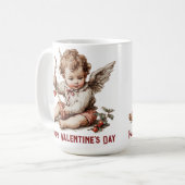 Vintage Cupid With Heart Bow Koffiemok (Voorkant links)