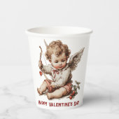 Vintage Cupid With Heart Bow Papieren Bekers (Voorkant)
