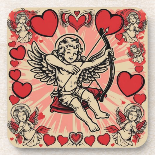 Vintage cupido liefde bier onderzetter (Voorkant)