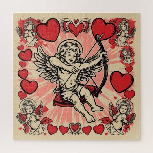 Vintage cupido liefde legpuzzel (Verticaal)