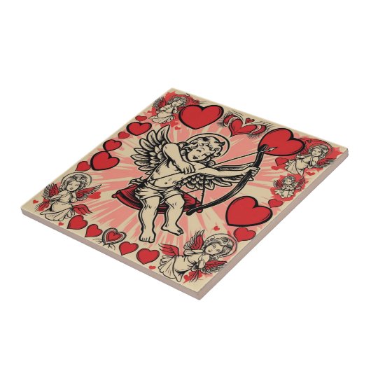 Vintage cupido liefde tegeltje (Zijkant)